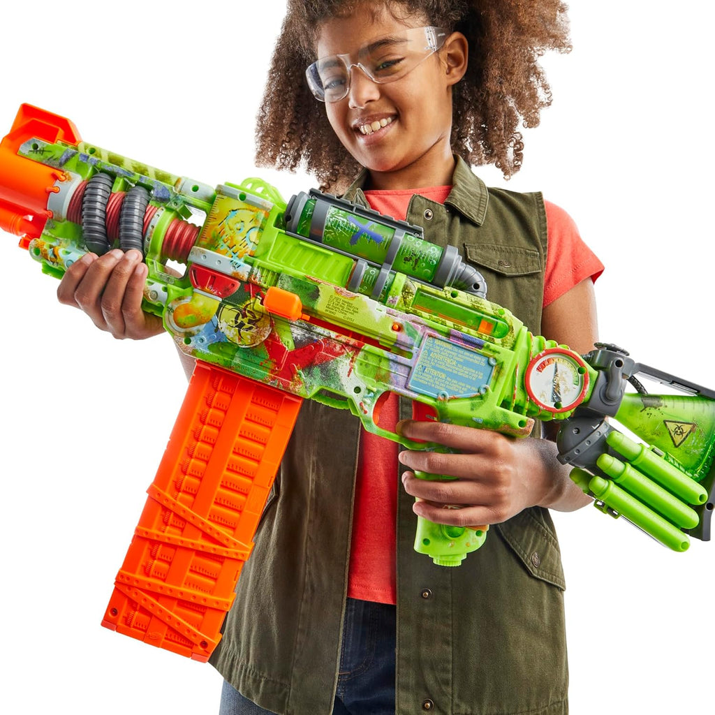 Nerf Zombie Corrupter Dart Blaster, 22 Nerf Elite Darts, 18 Dart Clip, Dart Storage, Bolt Action