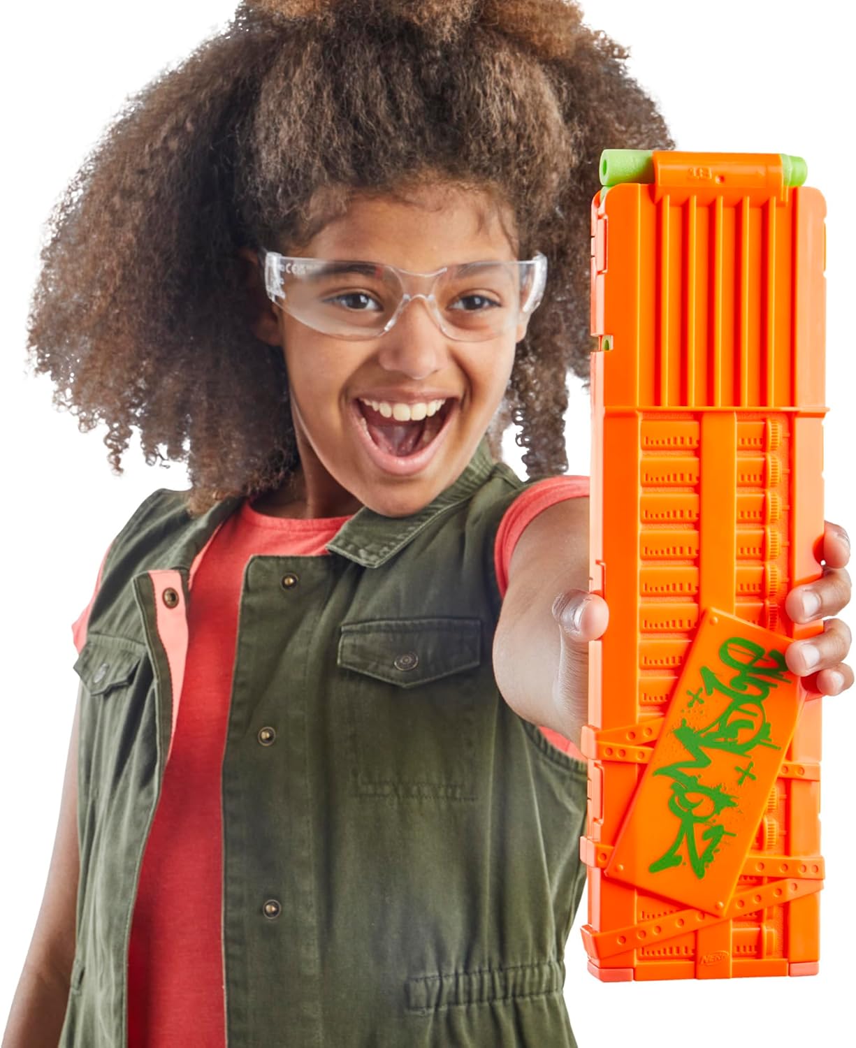 Nerf Zombie Corrupter Dart Blaster, 22 Nerf Elite Darts, 18 Dart Clip, Dart Storage, Bolt Action