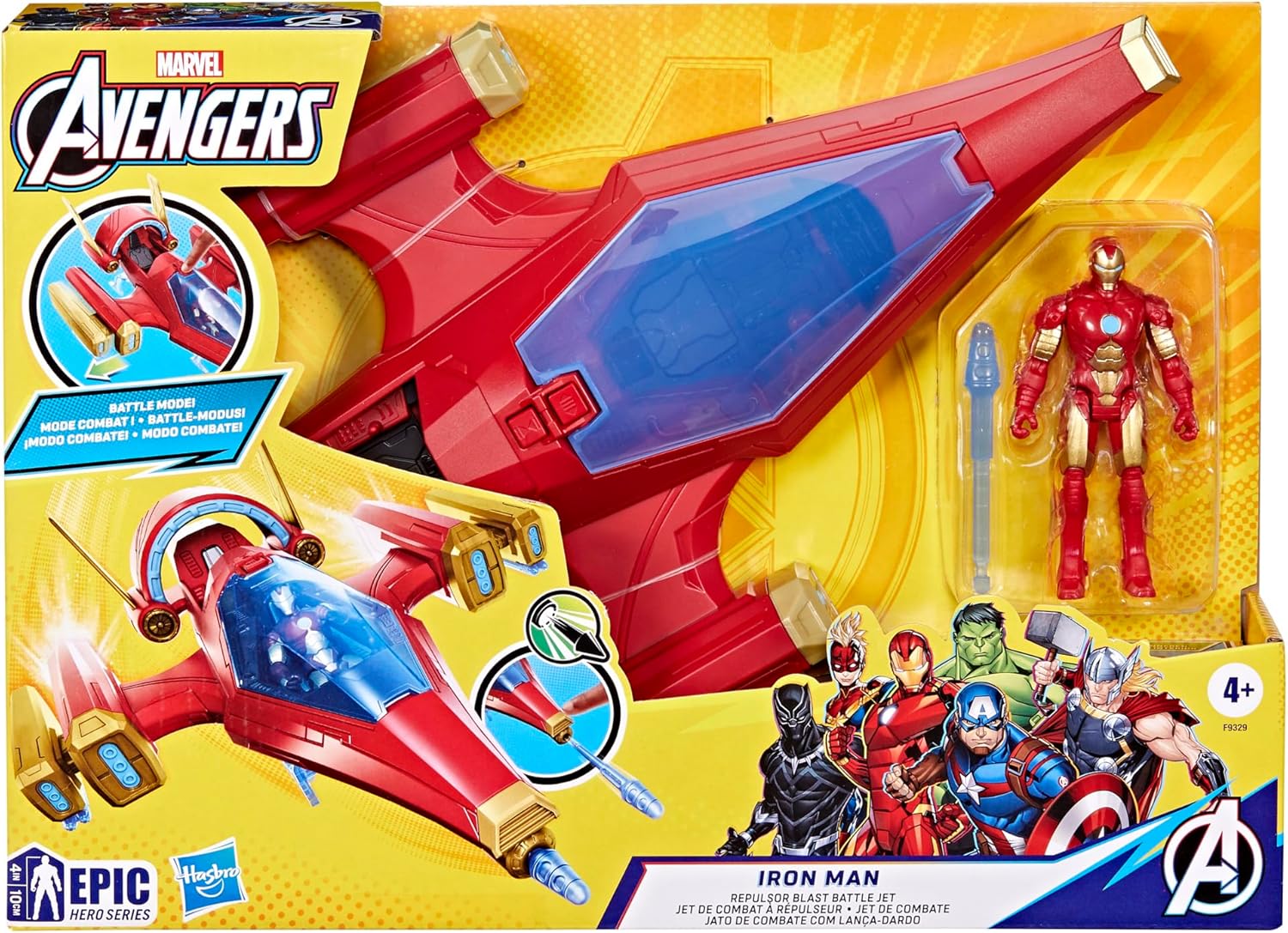Hasbro Marvel Avengers Epic Hero Series Iron Man Repulsor Blast Battle Jet 4" Iron-Man Action Figure 2-Pack & Gear