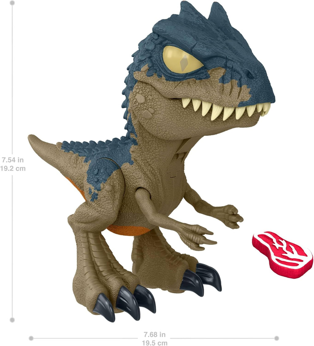 Mattel Jurassic World: Chaos Theory Netflix - Chomp Chomp Mega Roar Allosaurus Dinosaur Toy with Sound & Stretchable Jaw Tendons, Increasing Roar Levels & Feeding Feature