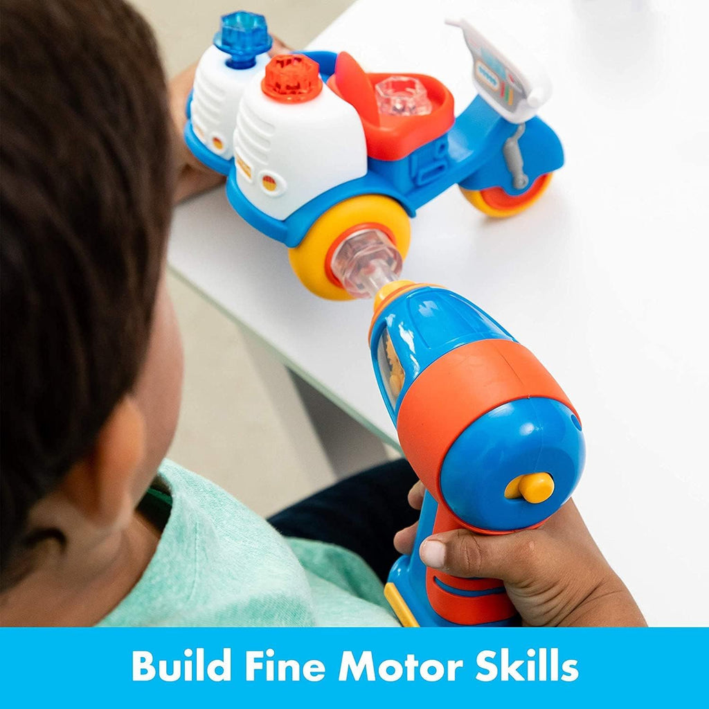 Learning Resources Design & Drill Bolt Buddies Police Motorcycle, Fine Motor Skills Construction Toy