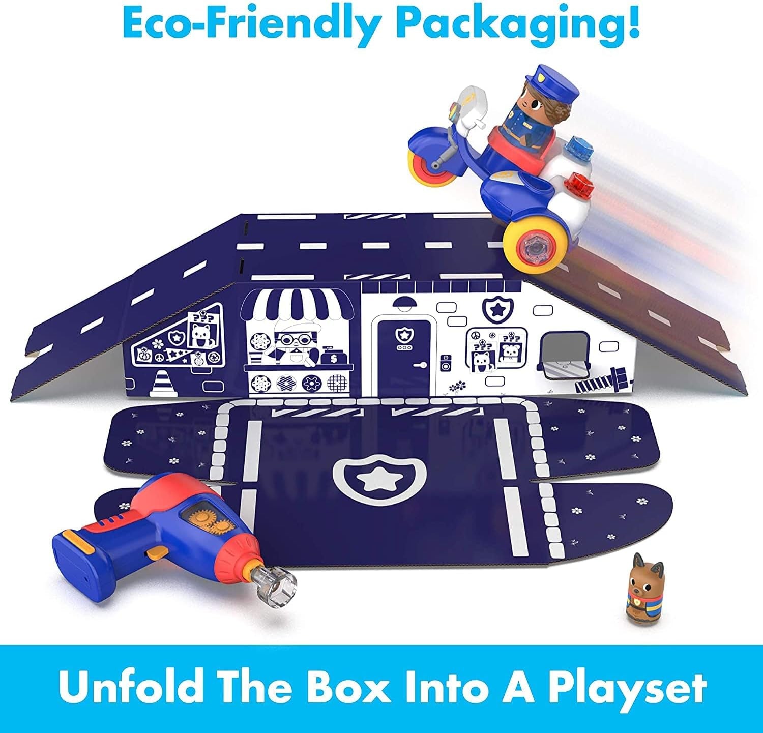 Learning Resources Design & Drill Bolt Buddies Police Motorcycle, Fine Motor Skills Construction Toy