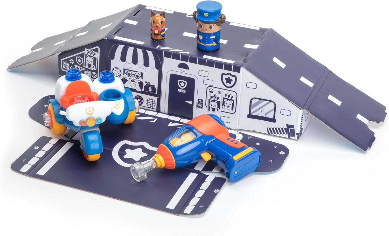 Learning Resources Design & Drill Bolt Buddies Police Motorcycle, Fine Motor Skills Construction Toy