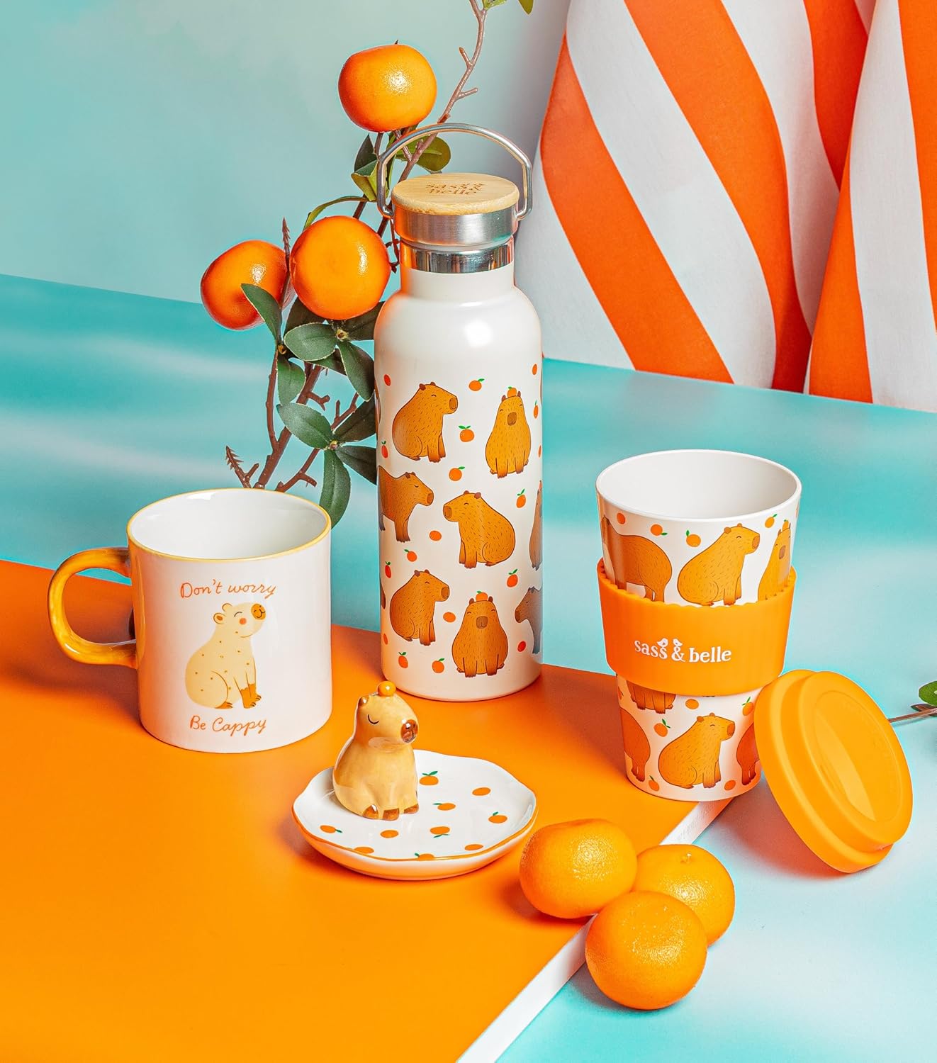 Sass & Belle Capybara Stainless Steel Bottle Water Bottle 500ml