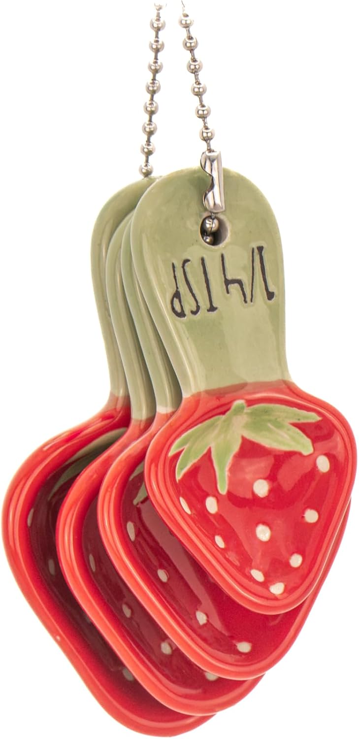 Sass & Belle Strawberry Measuring Spoons Set 4 Ceramic