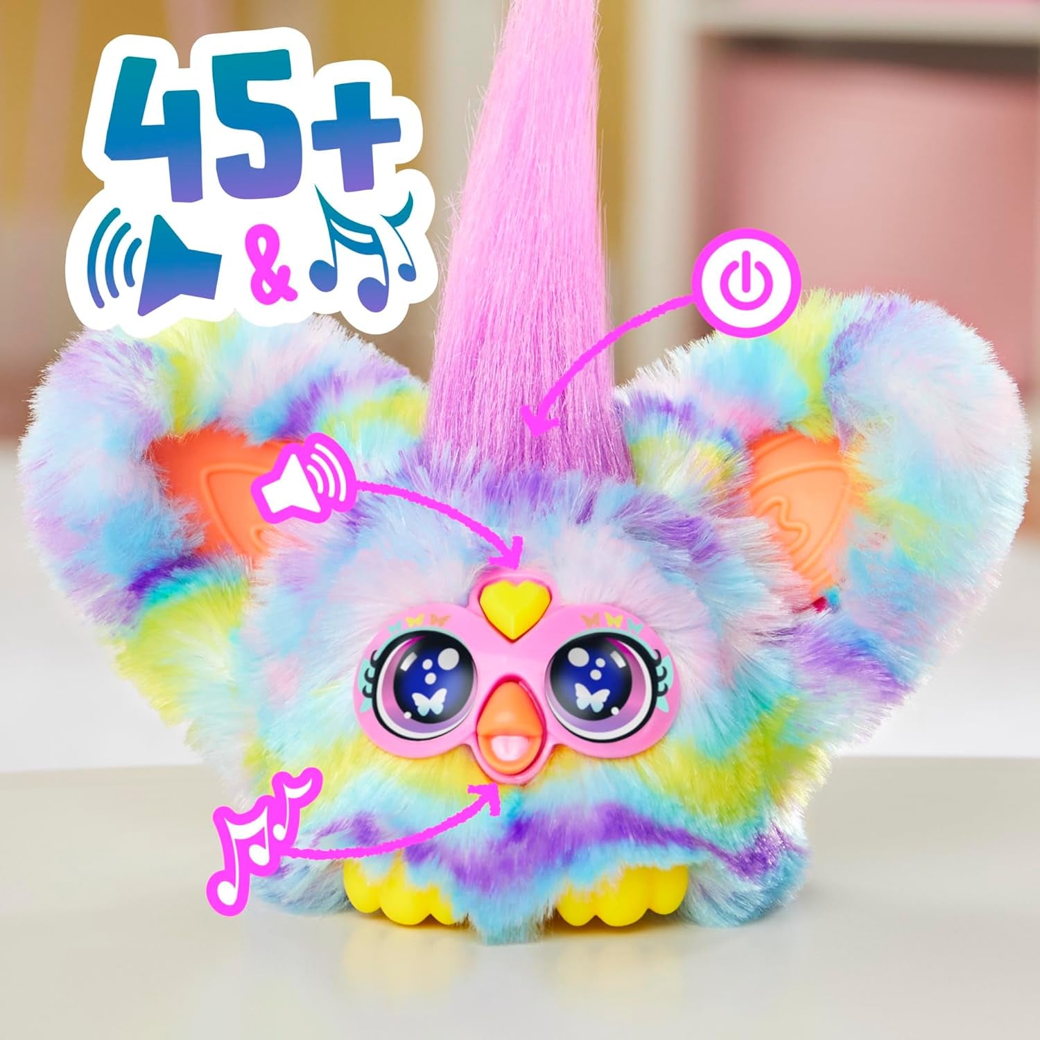 Furby Furblets Swee-Dee Spring Mini Plush Toy, Cute Plushies, Fun Interactive Toy for Kids, Pastel Blue