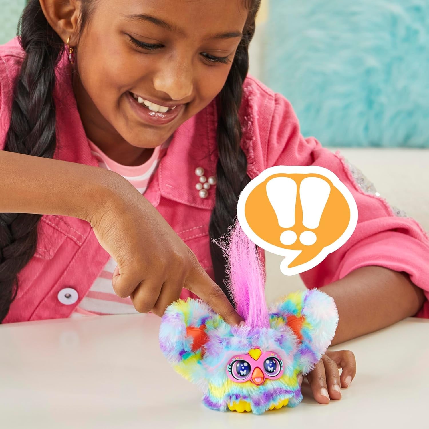 Furby Furblets Swee-Dee Spring Mini Plush Toy, Cute Plushies, Fun Interactive Toy for Kids, Pastel Blue