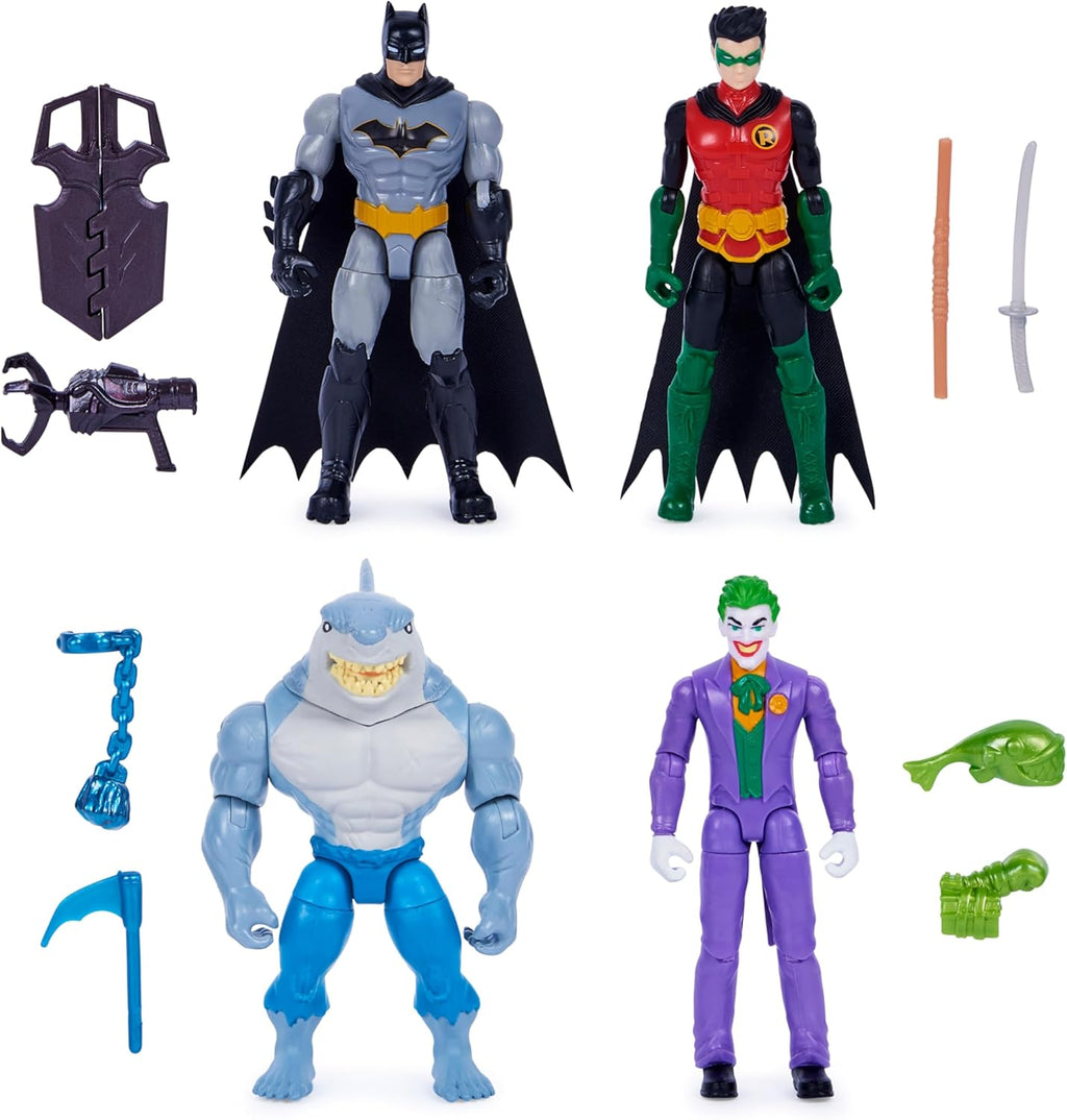 DC Comics, Batman and Robin vs. The Joker and King Shark, 4-inch Action Figures