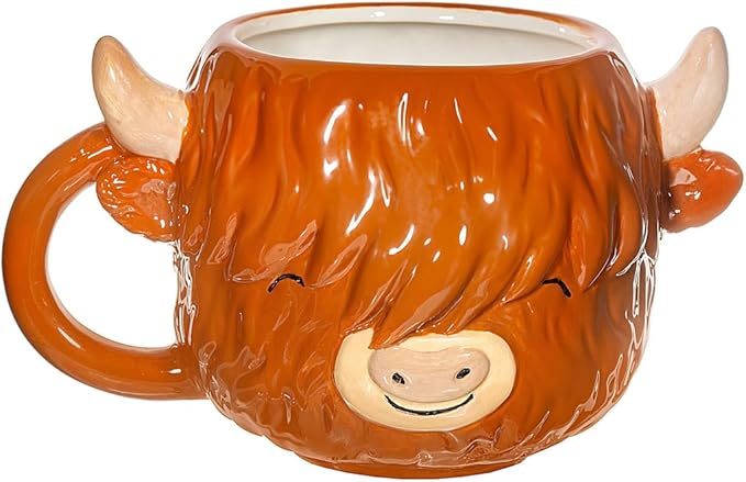 Sass & Belle Highland Cow Shaped Mug