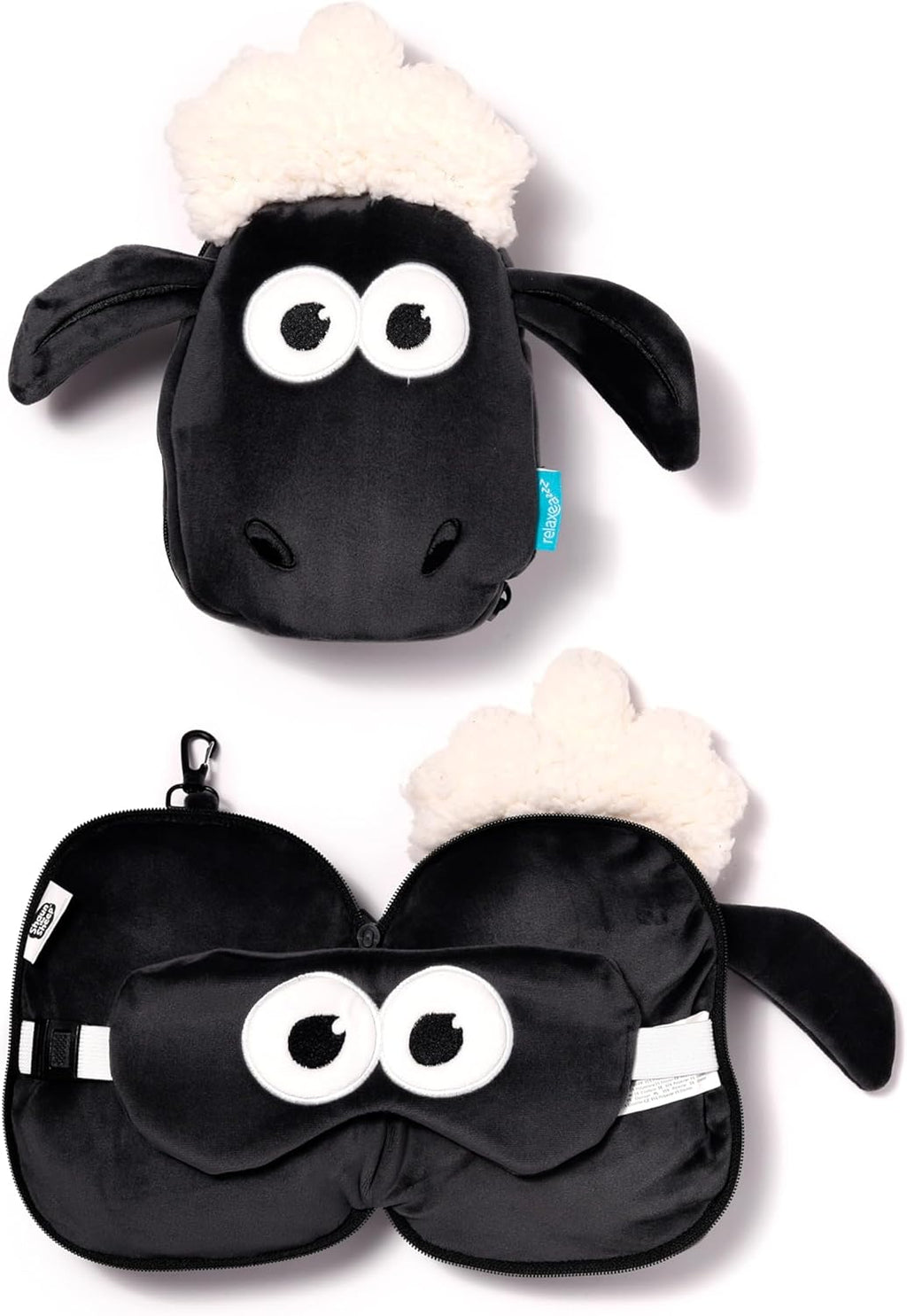 Relaxeazzz Shaun The Sheep Round Plush Travel Pillow & Eye Mask