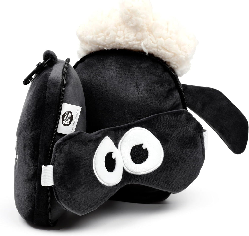 Relaxeazzz Shaun The Sheep Round Plush Travel Pillow & Eye Mask