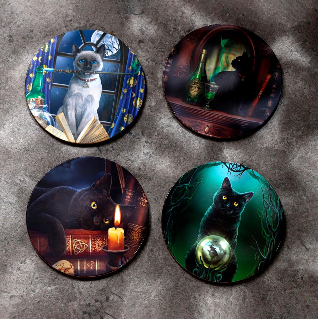 Puckator Lisa Parker Magic Cats Kitchenware Set of 4 Cork Novelty Coasters