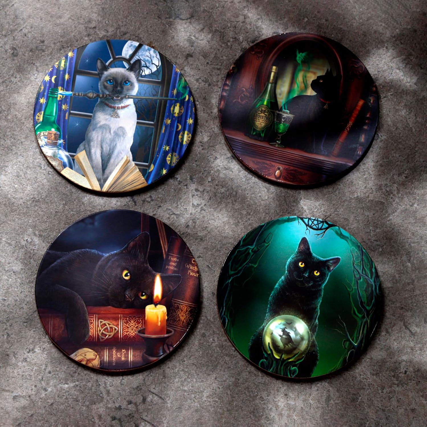 Puckator Lisa Parker Magic Cats Kitchenware Set of 4 Cork Novelty Coasters