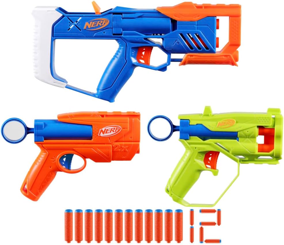 Nerf N-Series Triple Action Pack, 3 Blasters, 12 Nerf N1 Darts