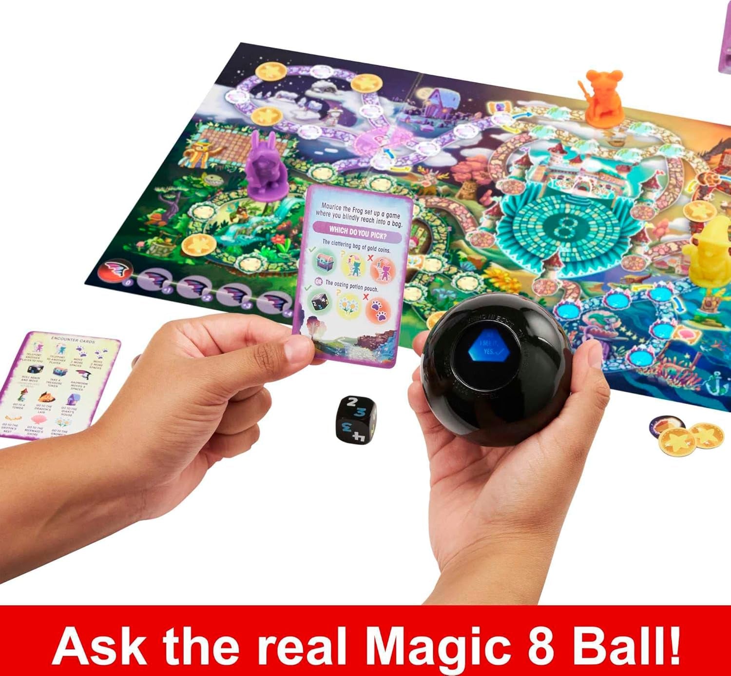 Mattel Games Magic 8 Ball Board Games, Magical Encounter Cooperative Board Game with Magic 8 Ball