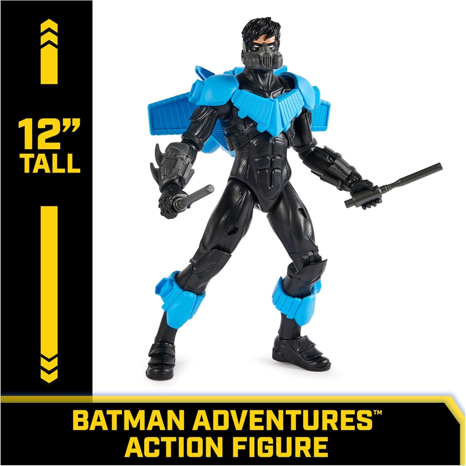 DC Comics, Batman Adventures, Nightwing Action Figure with 15 Armour Accessories, 17 Points of Articulation, 30cm