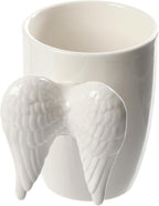 White Angel Wings Ceramic Shaped Handle Mug