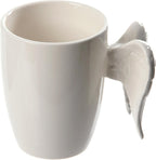 White Angel Wings Ceramic Shaped Handle Mug