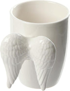 White Angel Wings Ceramic Shaped Handle Mug