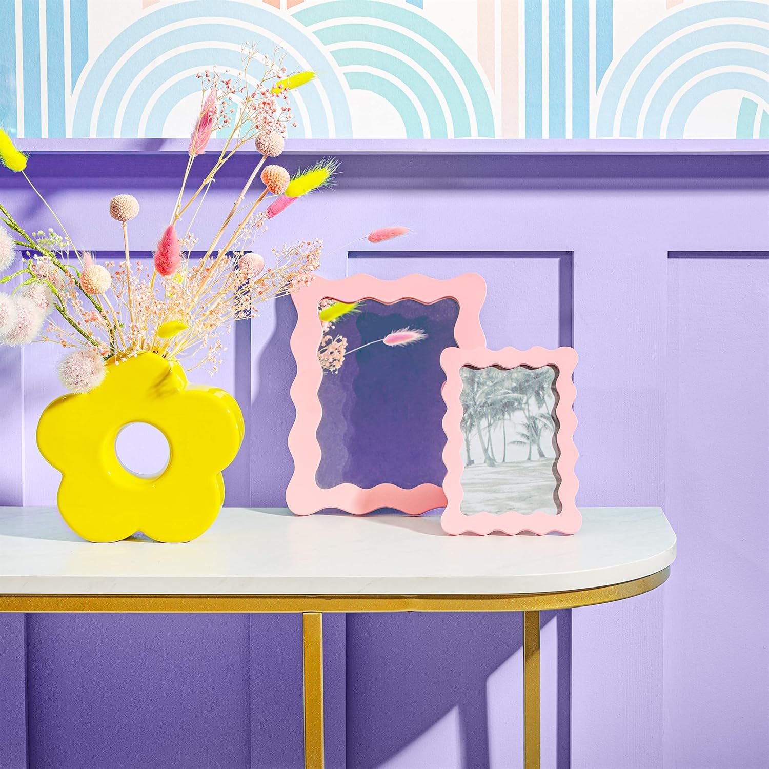 Sass & Belle Wiggle Border Mirror Pink