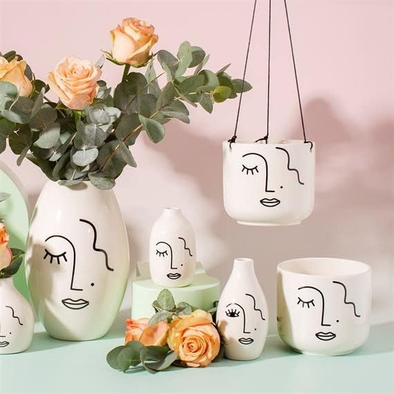 Sass & Belle Abstract Face White Large Planter