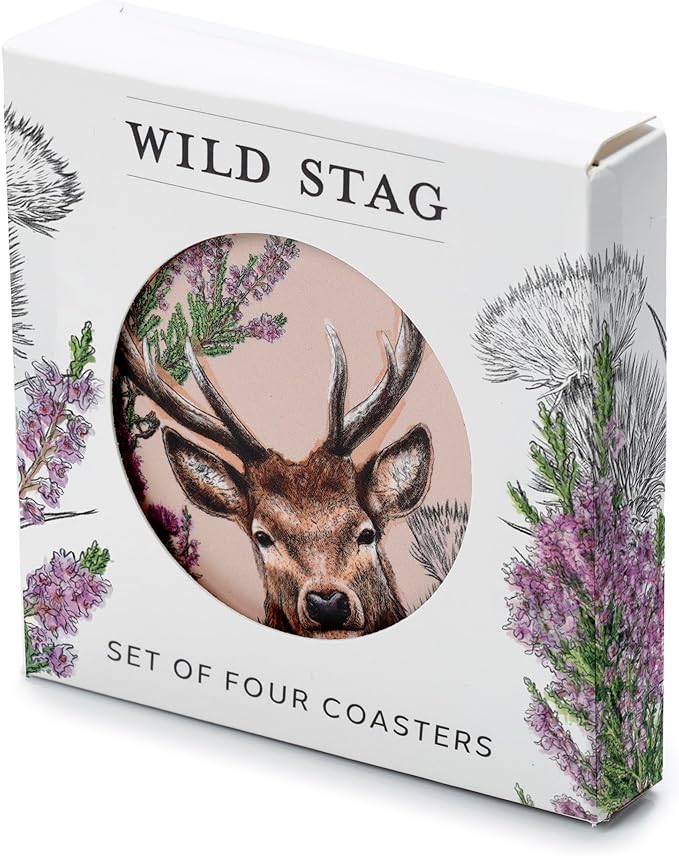 Puckator Wild Stag Set of 4 Cork Coasters