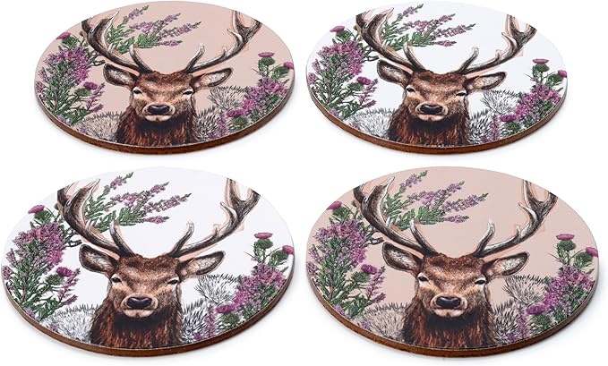Puckator Wild Stag Set of 4 Cork Coasters