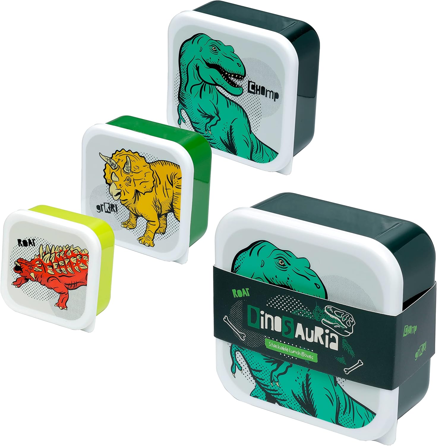 Puckator Dinosaur Set of 3 Lunch Boxes