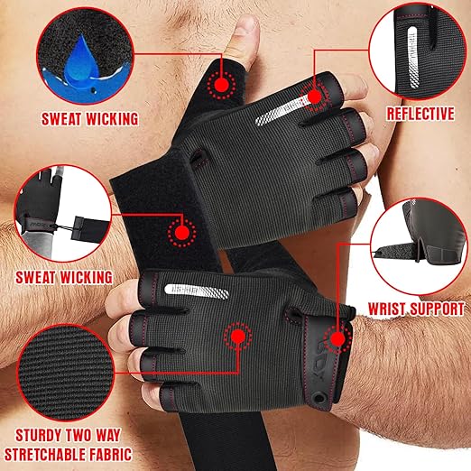 RDX Weight Lifting Gloves Full Palm Protection with Wrist Wrap Half Pink- S