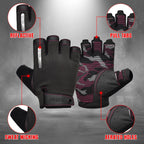 RDX Weight Lifting Gloves Full Palm Protection with Wrist Wrap Half Pink- M