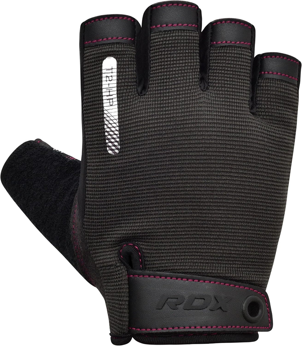 RDX Weight Lifting Gloves Full Palm Protection with Wrist Wrap Half Pink- M