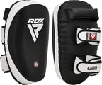 RDX Thai Pads - Maya Hide Leather, Tri-Layer Padding (Black/White)