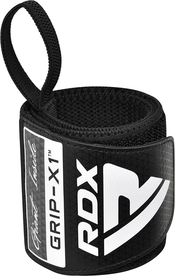 RDX WR11 Gym Wrist Wraps – Heavy-Duty Cotton, Extra-Wide Design, Adjustable Quick-EZ Closure, 25% Stretchability, One Size black/grey