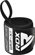 RDX WR11 Gym Wrist Wraps – Heavy-Duty Cotton, Extra-Wide Design, Adjustable Quick-EZ Closure, 25% Stretchability, One Size black/grey
