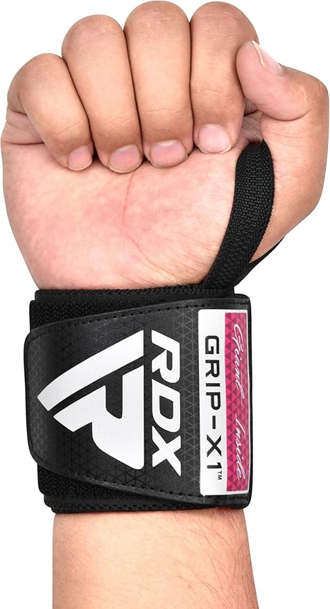 RDX WR11 Gym Wrist Wraps – Heavy-Duty Cotton, Extra-Wide Design, Adjustable Quick-EZ Closure, 25% Stretchability, One Size black/pink