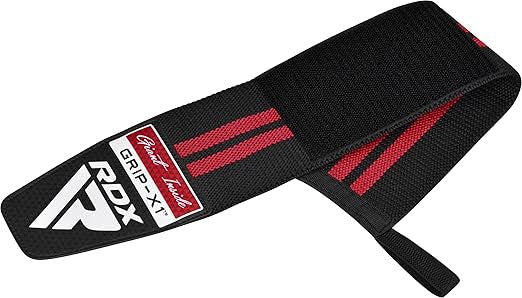 RDX WR11 Gym Wrist Wraps – Heavy-Duty Cotton, Extra-Wide Design, Adjustable Quick-EZ Closure, 25% Stretchability, One Size black/red