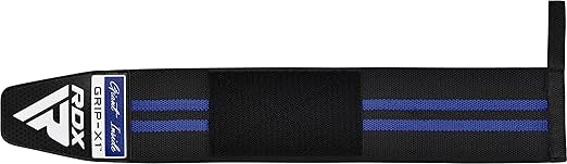 RDX WR11 Gym Wrist Wraps – Heavy-Duty Cotton, Extra-Wide Design, Adjustable Quick-EZ Closure, 25% Stretchability, One Size black/blue