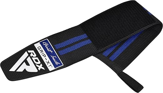 RDX WR11 Gym Wrist Wraps – Heavy-Duty Cotton, Extra-Wide Design, Adjustable Quick-EZ Closure, 25% Stretchability, One Size black/blue