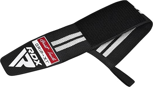 RDX WR11 Gym Wrist Wraps – Heavy-Duty Cotton, Extra-Wide Design, Adjustable Quick-EZ Closure, 25% Stretchability, One Size black/white