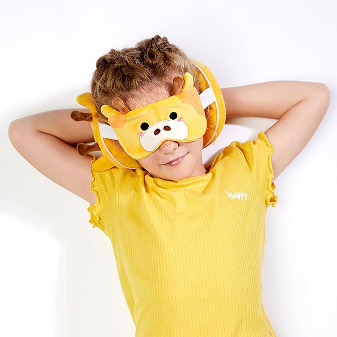 Puckator Relaxeazzz Giraffe Round Plush Travel Pillow & Eye Mask