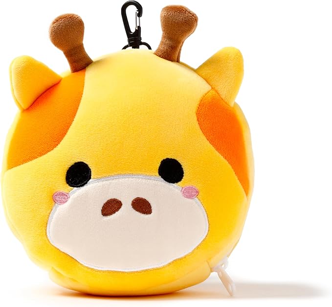 Puckator Relaxeazzz Giraffe Round Plush Travel Pillow & Eye Mask