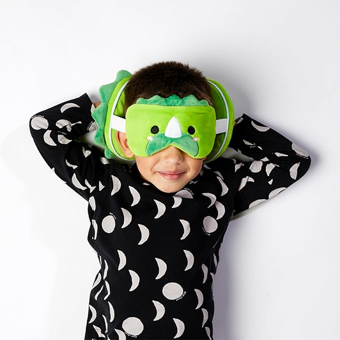 Puckator Relaxeazzz Adoramals Dinosaur Round Plush Travel Pillow & Eye Mask
