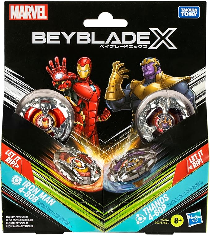 Beyblade X Marvel Collab Iron Man 4-80B vs. Thanos 4-60B Multipack Set