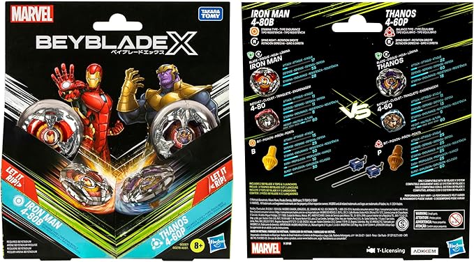 Beyblade X Marvel Collab Iron Man 4-80B vs. Thanos 4-60B Multipack Set