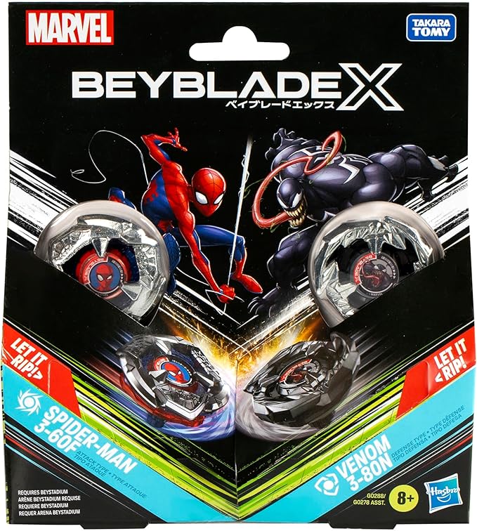 Beyblade X Marvel Collab Spider-Man 3-60F vs. Venom 3-80N Multipack Set