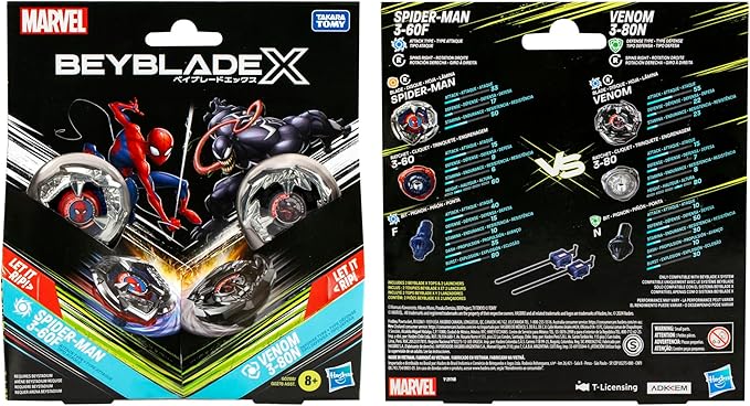 Beyblade X Marvel Collab Spider-Man 3-60F vs. Venom 3-80N Multipack Set