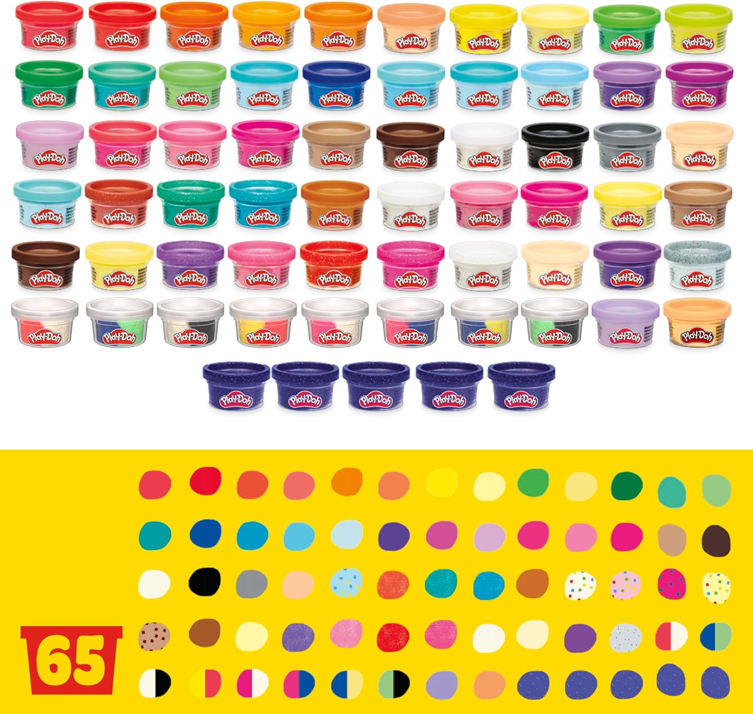 Hasbro Play-Doh Ultimate Color Collection 65-Pack of Assorted Modeling Compounds for Kids 3 Years and Up, Non-Toxic, Fun Size 28 g Cans