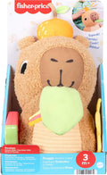 Fisher-Price Baby Sensory Toy Snuggly Snacky Capybara Plush with Newborn Teether & Rattle Activities