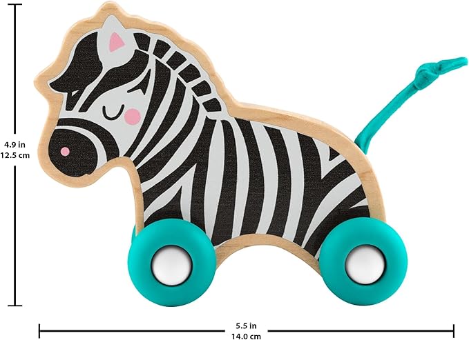 Fisher-Price Wood Baby Toys Push-Along Animals, Set of 2 Wooden Vehicles with Silicone Wheels for Crawling Play
