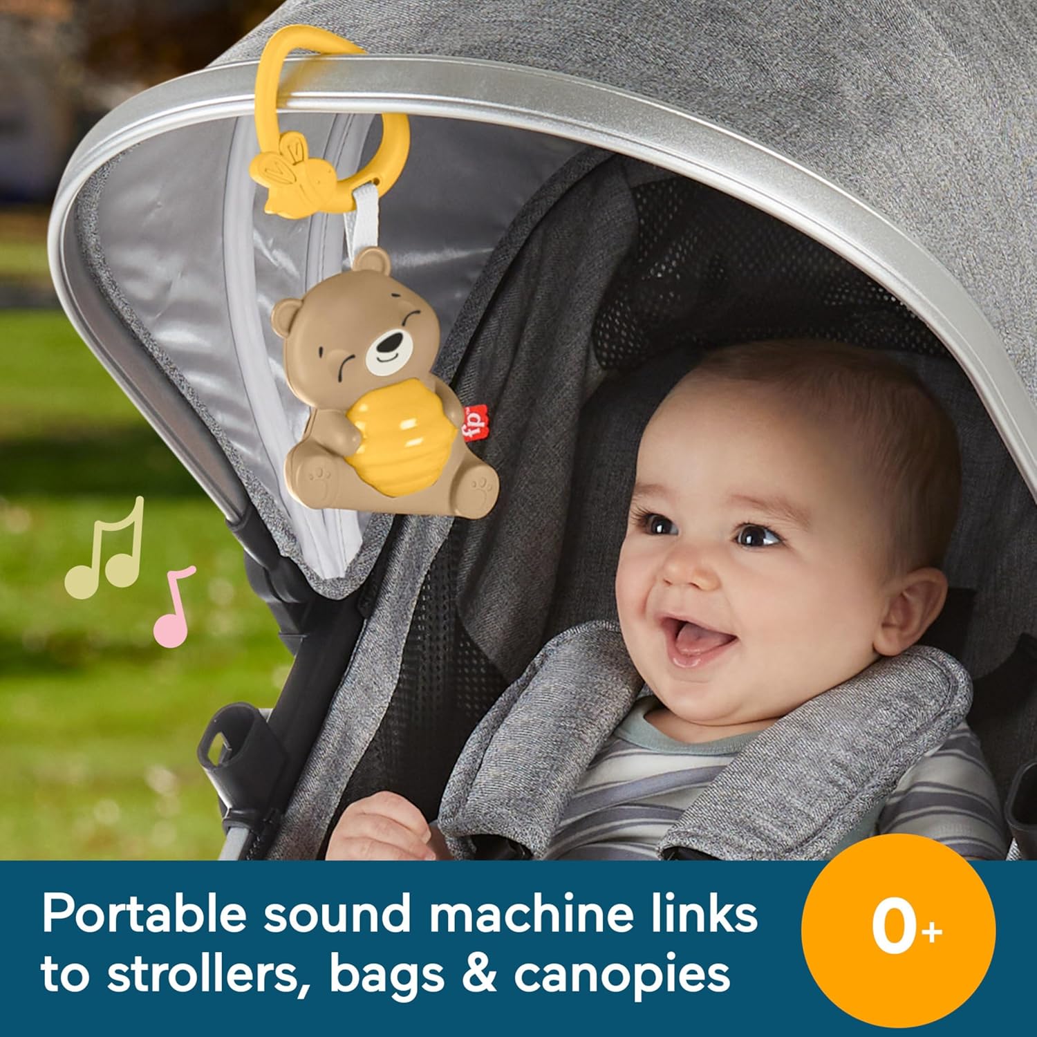 Fisher Price Baby Toy Beary Soothing Portable Sound Machine with Music, Night Light & Customizable Timer